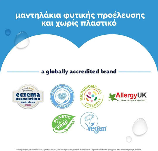 WaterWipes Hypoallergenic Baby Wipes 99.9% Water Fragrance Free Alcohol-Free Parabens Free 9x60pcs