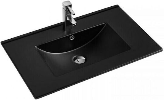 Karag Ένθετος Νιπτήρας Πορσελάνης 76x47x18cm Black Matt