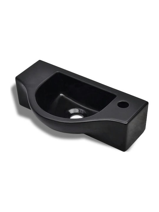 vidaXL Wall Mounted Wall-mounted Sink Ceramic 45x25x12cm Black