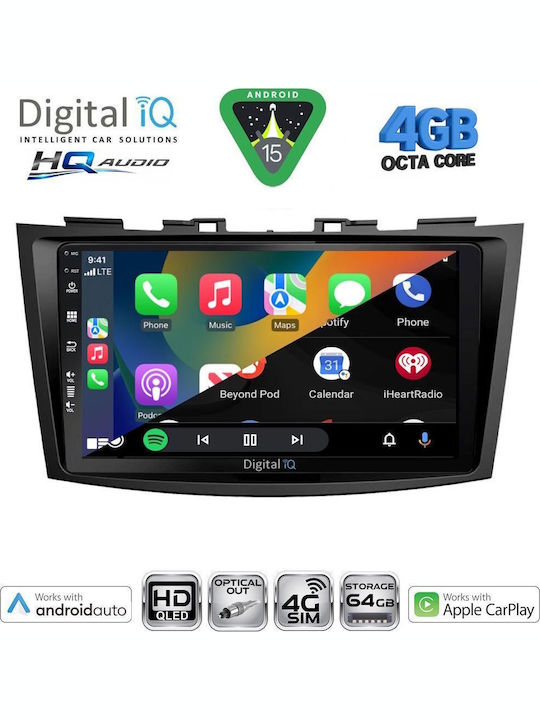 Digital IQ Car Audio System for Suzuki Swift 2011-2016 Bluetooth USB WiFi GPS Apple CarPlay Android Auto with 9" Touch Screen