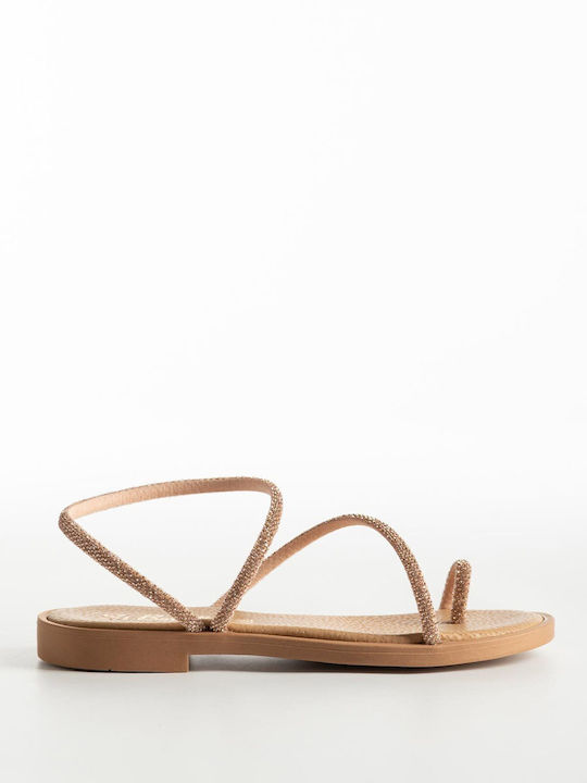 Gold Flache Sandalen Für Damen K26-002-1047 Glitter-Halber