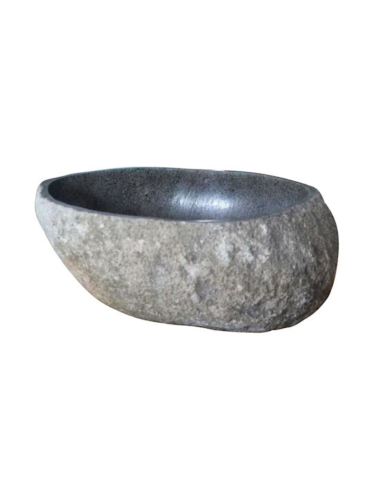 HomeMarkt Επικαθήμενος Νιπτήρας Πέτρινος 55x44x16cm Γκρι