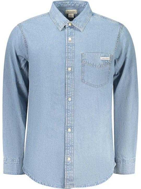 Long Sleeve Denim Shirt Blue