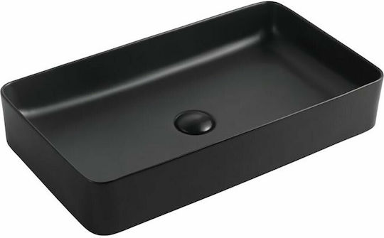 Piccadilly MP-487-YA Επικαθήμενος Νιπτήρας Πορσελάνης 60x34x11cm Μαύρος