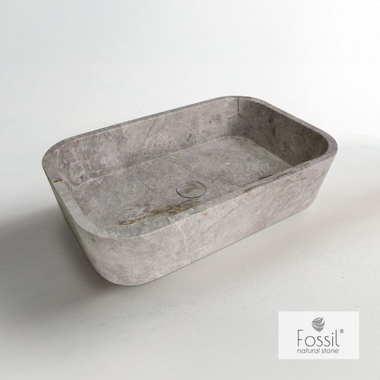 Fossil Επικαθήμενος Νιπτήρας Μαρμάρινος 60x38cm Tundra Grey Fossil Επικαθήμενος Νιπτήρας Μαρμάρινος 60x38cm Tundra Grey
