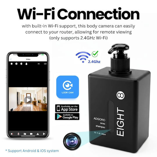 Cameră Ascunsă WiFi 8MP cu Slot pentru Card de Memorie