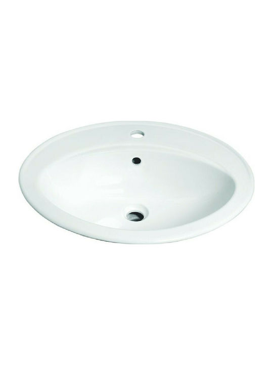 Gloria Karen Ένθετος Νιπτήρας Πορσελάνης 56.5x48.5x20cm Λευκός