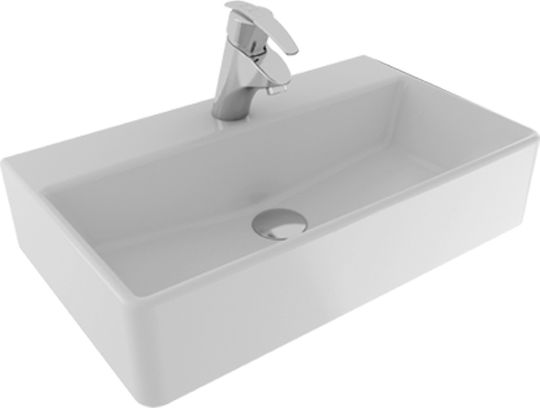 Serel Tetra Επικαθήμενος Νιπτήρας Πορσελάνης 60x35x14cm Λευκός