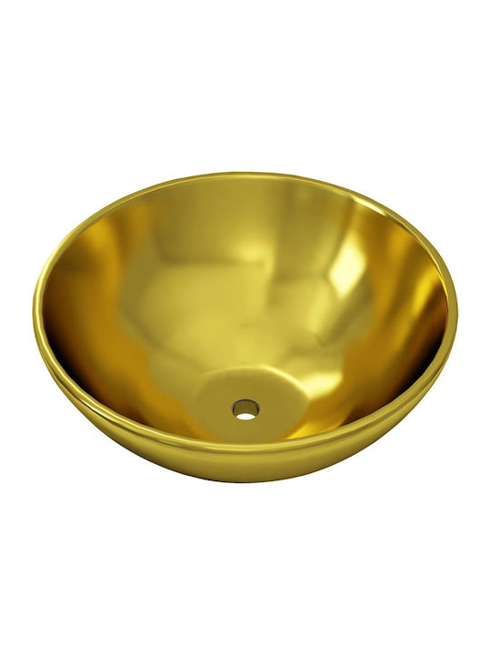 vidaXL Deasupra Blatului Chiuvetă Ceramică 32.5x32.5x14cm Auriu