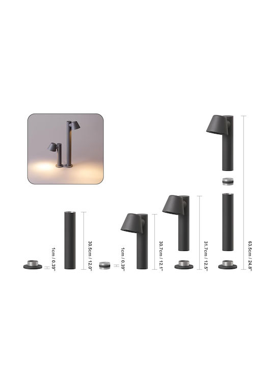 Post Mic Lampă De Podea Pentru Exterior 5W Cu Lumină Caldă Albă IP44 Pentru Bază De Bec GU10 Gri