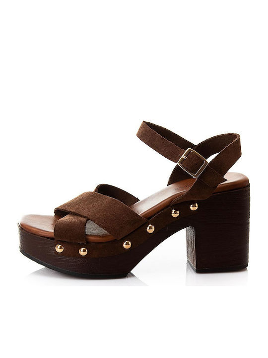 Myconian Leather Women's Flat Sandals Brown