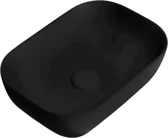 Zen-On Aufgesetztes Waschbecken Porzellan mit Wasserhahn 45.8x32.5cm Black