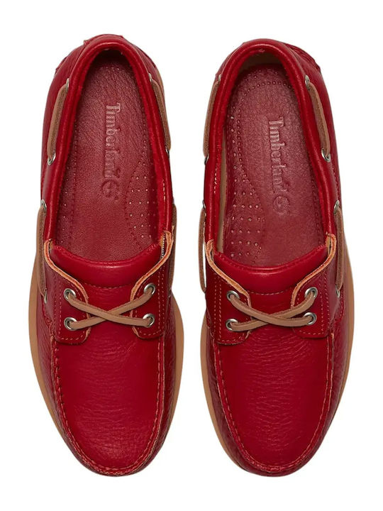 Classic Leather Men's Boat Shoes in Red