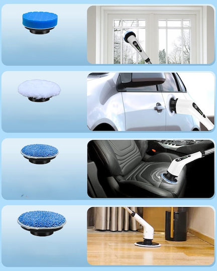 Perie Electrică Rotativă de Curățare Zola 9 Capete Interșchimbabile Mâner Telescopic Afișaj Digital 2 Viteze Reîncărcabilă 1500 mAh