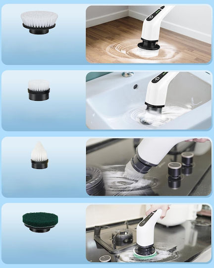 Perie Electrică Rotativă de Curățare Zola 9 Capete Interșchimbabile Mâner Telescopic Afișaj Digital 2 Viteze Reîncărcabilă 1500 mAh