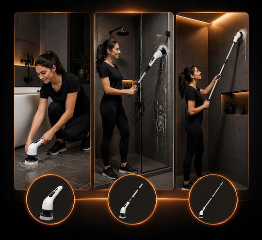 Perie Electrică Rotativă de Curățare Zola 9 Capete Interșchimbabile Mâner Telescopic Afișaj Digital 2 Viteze Reîncărcabilă 1500 mAh