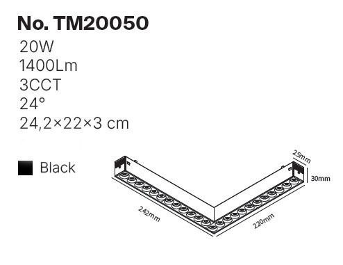 Inlight LED Γραμμικό Φωτιστικό Οροφής 20W Ρυθμιζόμενο Λευκό Μ24.2xΒ22xΥ22εκ.