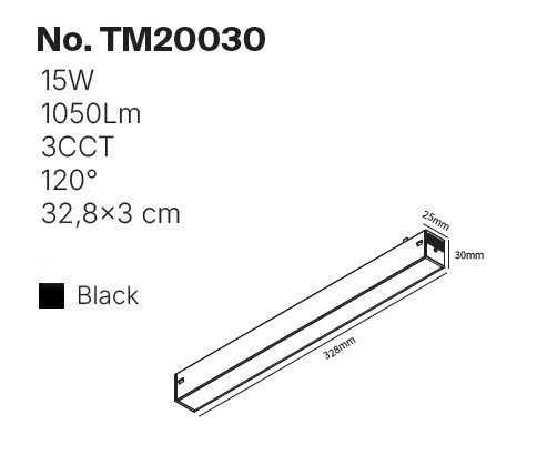 Inlight 120° LED Linear Ceiling Light 15W Warm to Cool White M32.8xL3xH3cm