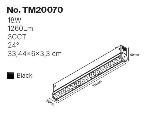 Inlight LED Γραμμικό Φωτιστικό Οροφής 18W Ρυθμιζόμενο Λευκό Μ33.4xΒ6xΥ6εκ.