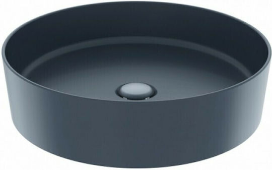Creavit Loop Aufgesetztes Waschbecken Porzellan 45x45x11.5cm Basalt Matt
