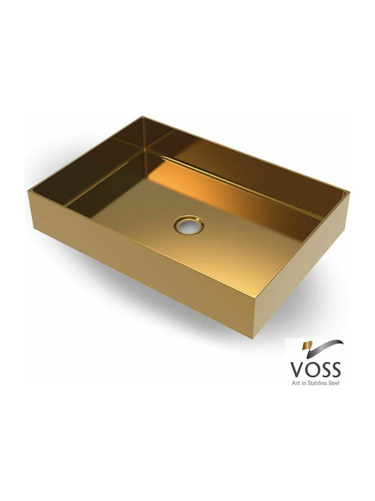 Voss Aldo PVD Επικαθήμενος Νιπτήρας Inox 55x38x10cm Gold Brushed