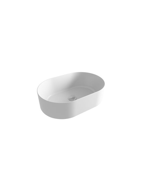 Olympia Open Oval 01 Επικαθήμενος Νιπτήρας Πορσελάνης 60x40x17cm Λευκός