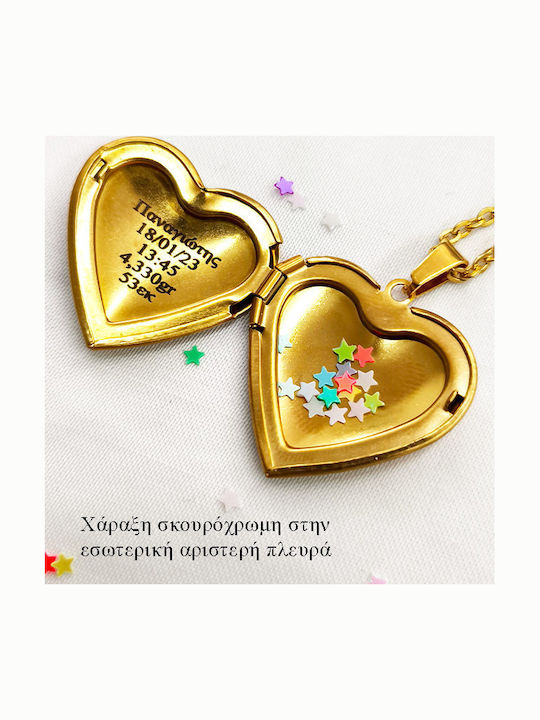 Theodora's Jewellery Колие с дизайн Сърце от Позлатено Стомана