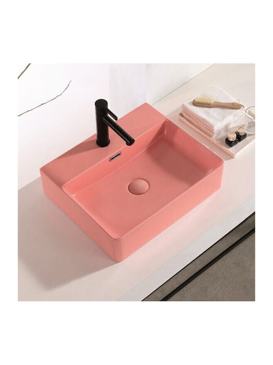 Inter Ceramic ICB 5042 Aufgesetztes Waschbecken Porzellan 50x42x13cm Pink