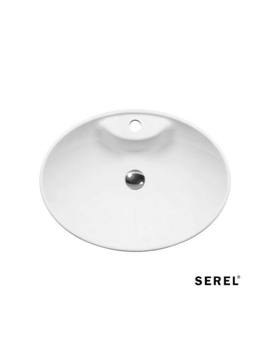 Serel Επικαθήμενος Νιπτήρας Πορσελάνης 55x41x16cm Λευκός