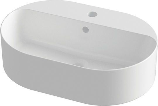 Orabella Open Oval Deasupra Blatului Chiuvetă Porțelan 60x40x17cm White Glossy