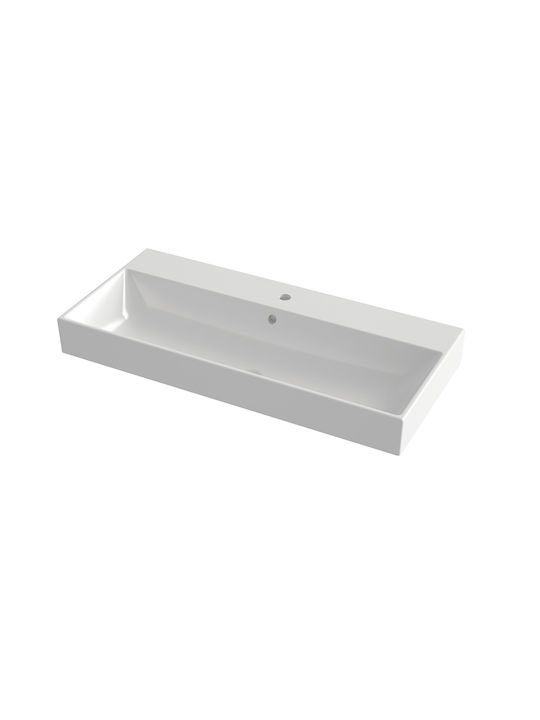 Orabella Amabile 100 Aufgesetztes Waschbecken Porzellan 100x45x11cm Weiß