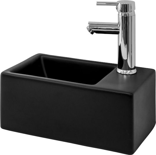 ML-Design Επικαθήμενος Νιπτήρας Κεραμικός 35.5x20.5x12.5cm Μαύρος