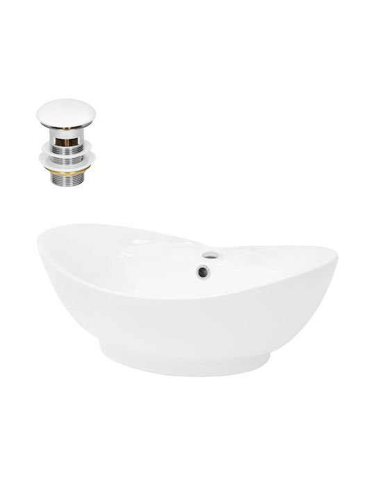 ML-Design An der Wand montiert Aufgesetztes Waschbecken Keramik 59x20.5x39.5cm Weiß