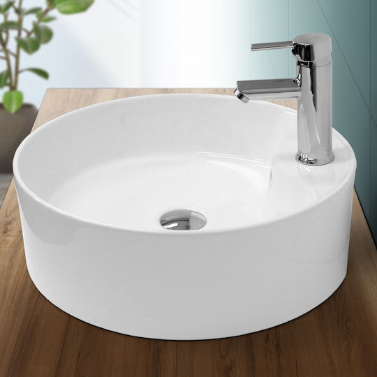 ECD Germany Aufgesetztes Waschbecken Keramik 46x46x15.5cm Weiß