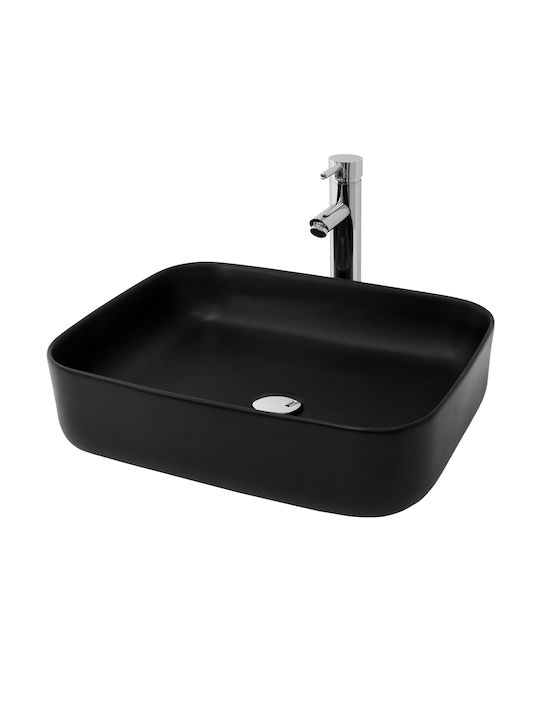 ML-Design Επικαθήμενος Νιπτήρας Κεραμικός 51x40.5x13.5cm Μαύρος