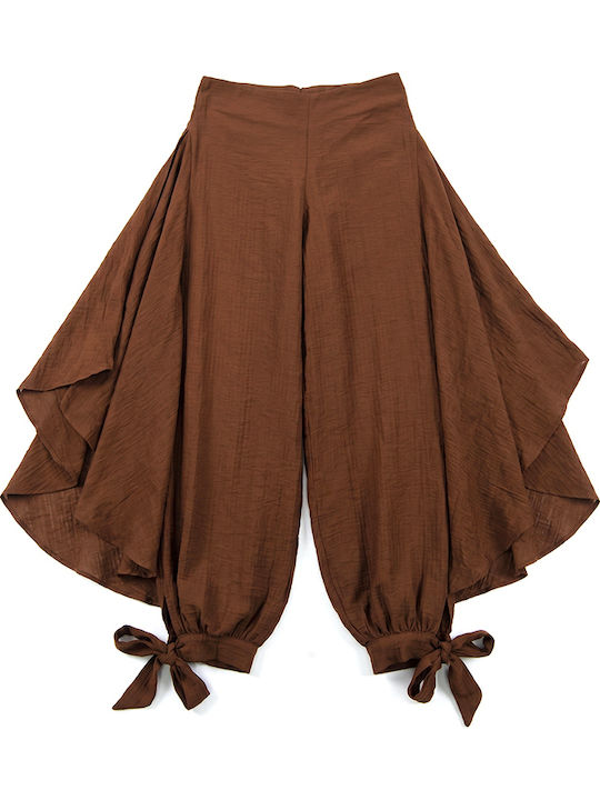 Women's High Rise Pantaloons in Wide Leg Style Brown