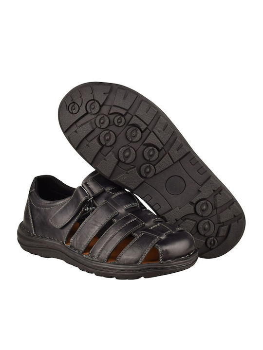 Leather Men's Sandals in Black Color