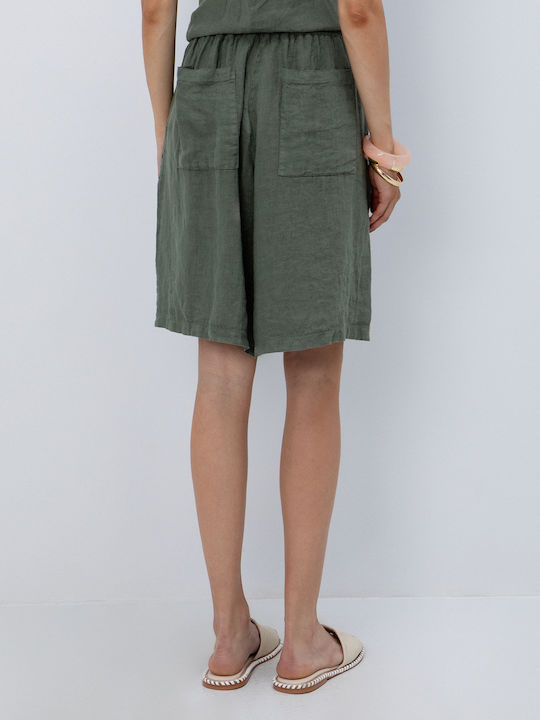 Women's Linen Bermuda Khaki