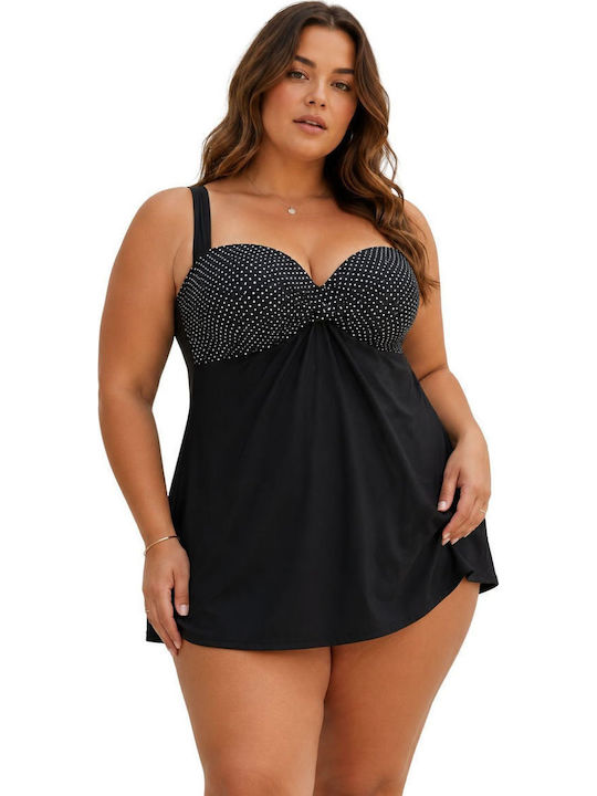Tankini Swimsuit With Light Padding Black