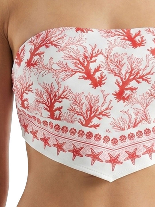 Strapless Bikini Top Κοκκινο- Λευκο