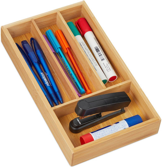 Relaxdays Organizator Sertar 4 Compartimente Maro Deschis 4x16x28 Cm