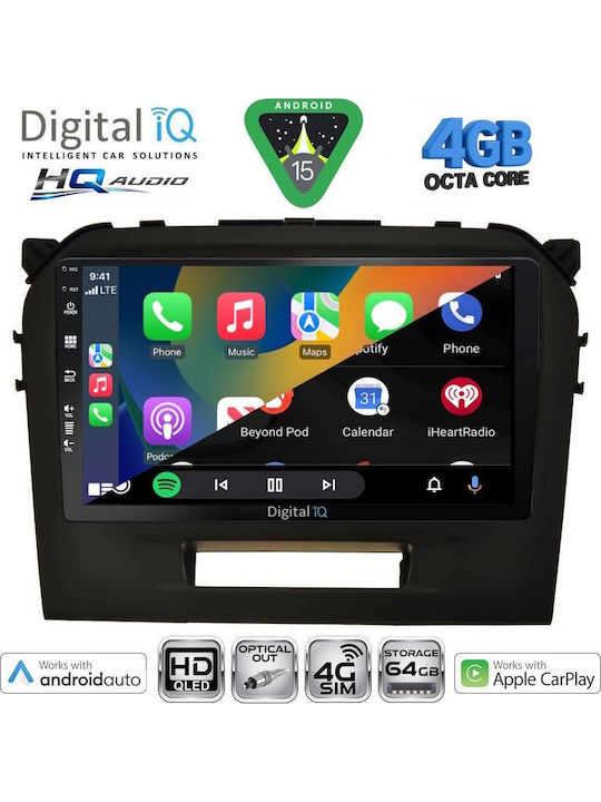 Digital IQ Car Audio System for Suzuki SX4 S-Cross 2021-2026 Bluetooth USB WiFi GPS Apple CarPlay Android Auto with 9" Touch Screen