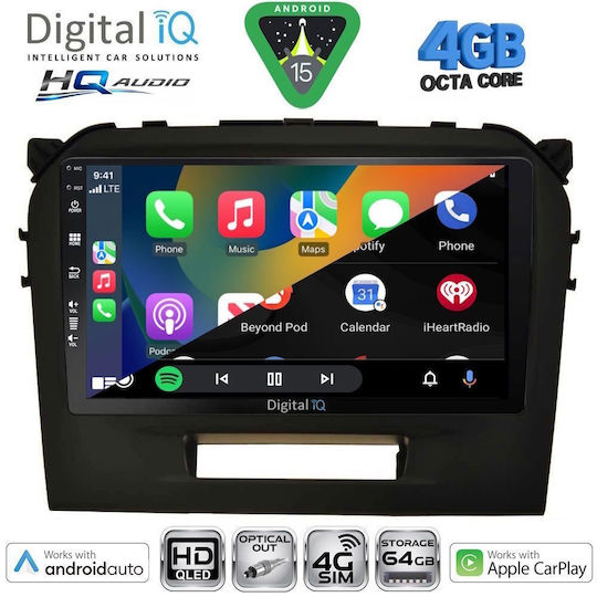 Digital IQ Car Audio System for Suzuki SX4 S-Cross 2021-2026 Bluetooth USB WiFi GPS Apple CarPlay Android Auto with 9" Touch Screen