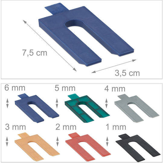 Set 288 Plăci Spacer Pentru Instalare Hardware Relaxdays 1-6 Mm Multicolor 3.5x7.5 Cm