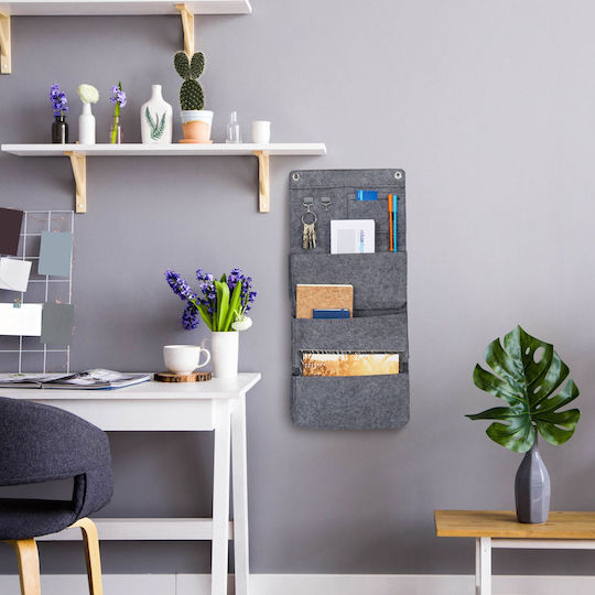 Set 2 Hanging Organizers Relaxdays Gray 65x30x5 Cm 3 Large Pockets 2 Hooks