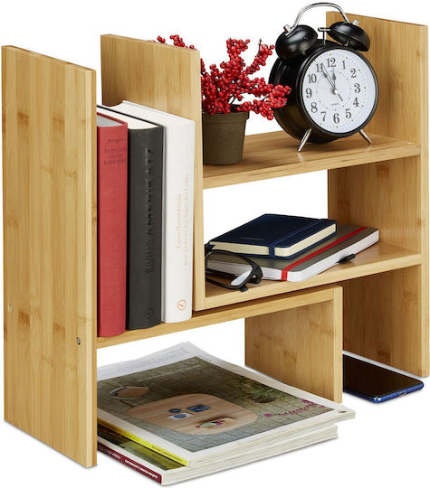 Relaxdays Bamboo Desk Shelf 40x16x53 Cm Natural Color Adjustable