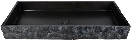 Επικαθήμενος Νιπτήρας Πορσελάνης 80x40x12cm Μαύρος