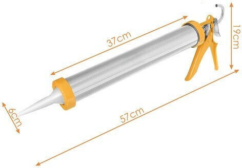 Pistol De Silicon Zola Compatibil Cartușe 600 Ml 5 Duze Interșanjabile 5 Spatule Cârlig Mâner Ergonomic 57 X 19 X 6 Cm Galben Argintiu