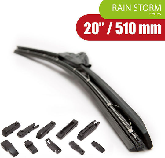Professional 20 Inch 51 Cm Windshield Wiper Universal Rubber Blade 10 Adapters Rain Storm