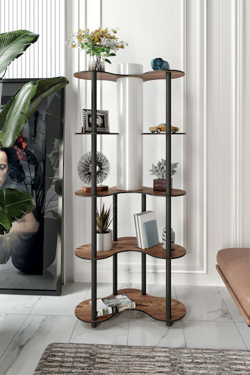 SteweHome Floor Lamp H155xL65cm with Socket for E27 Bulb Brown